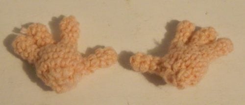 Crocheted Hands for Worms Amigurumi