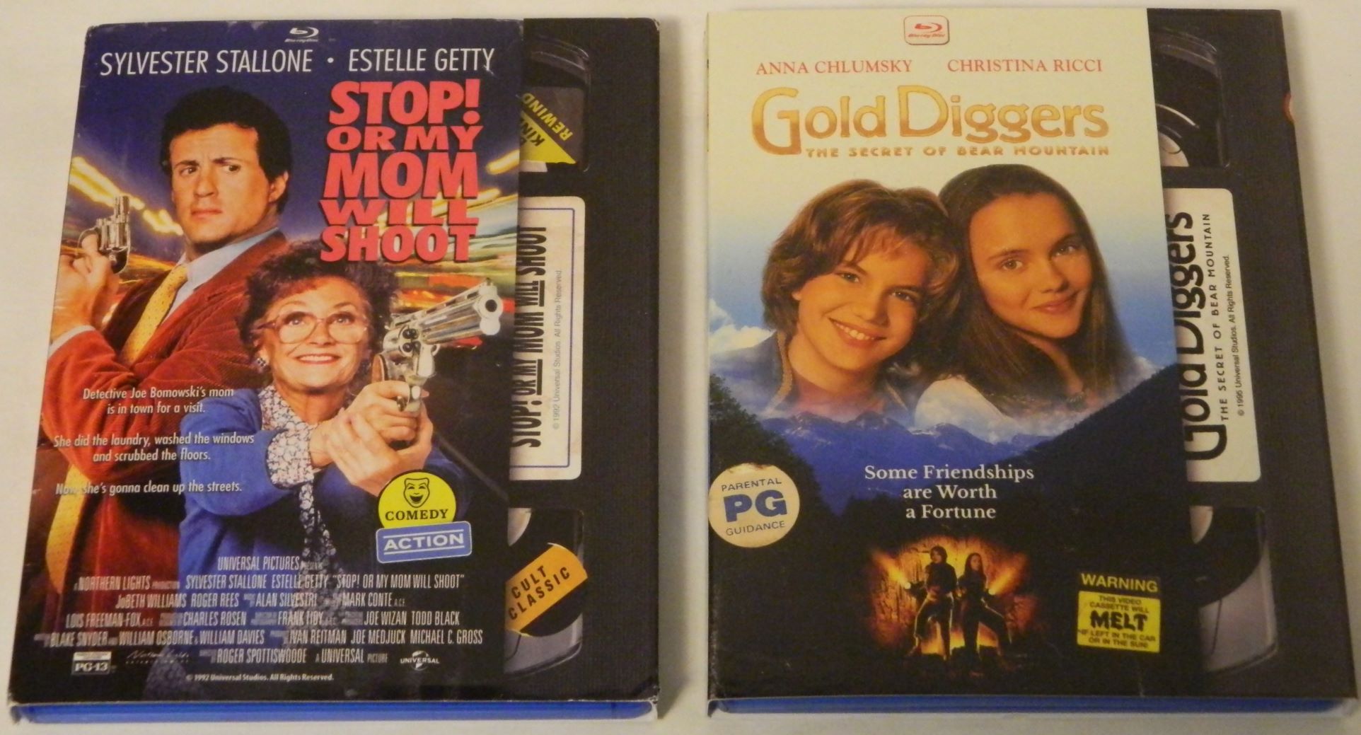 Stop Or My Mom Will Shoot and Gold Diggers The Secret of Bear Mountain Blu-rays
