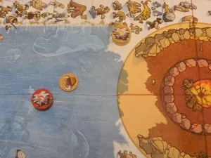 Caveman Curling Board Game Totem Knocked Off