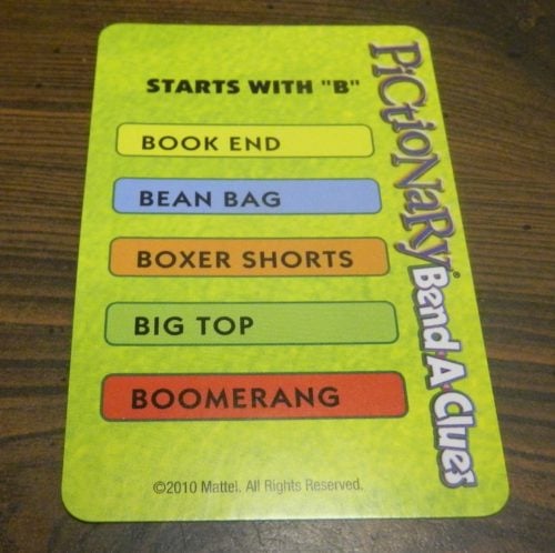 Card from Pictionary Bend-A-Clues