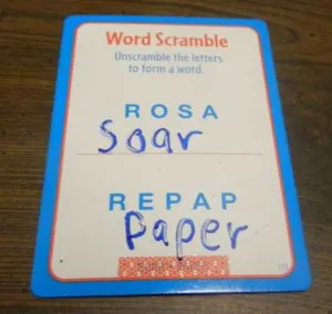Word Scramble Card from Big Brain Academy Board Game