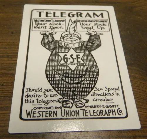 Telegram Card from Gavitt's Stock Exchange