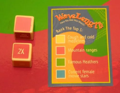 WaveLength Board Game Dice and Card