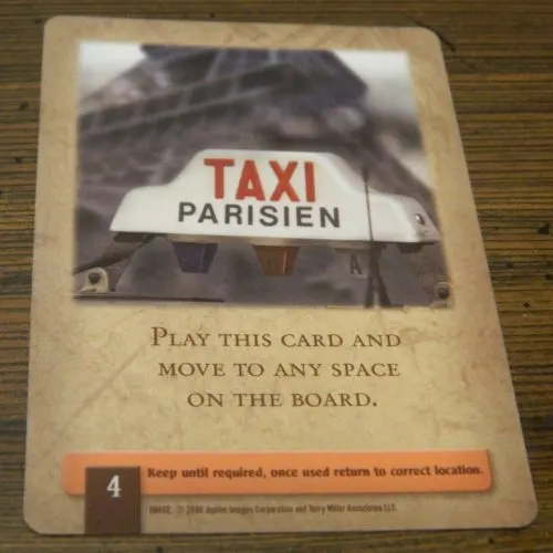 Taxi Card in The Da Vinci Code Board Game