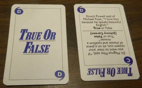 True or False Card in Game of Quotations