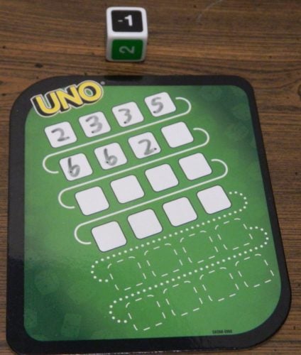 Negative One Penalty in UNO Dice Game Roll and Write