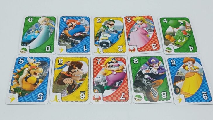 Number cards from UNO Mario Kart