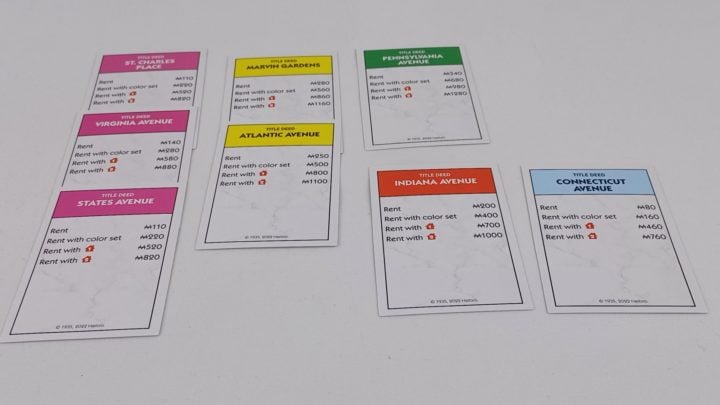 The final properties a player has acquired in Monopoly Secret Vault