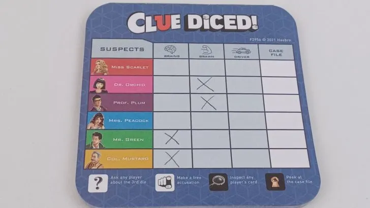 Cross Off Suggestion Card in Clue Diced!