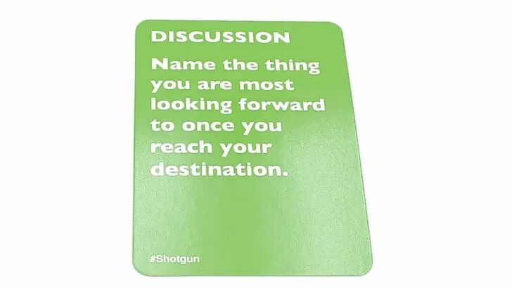 Discussion Card in Shotgun! Road Trip Game