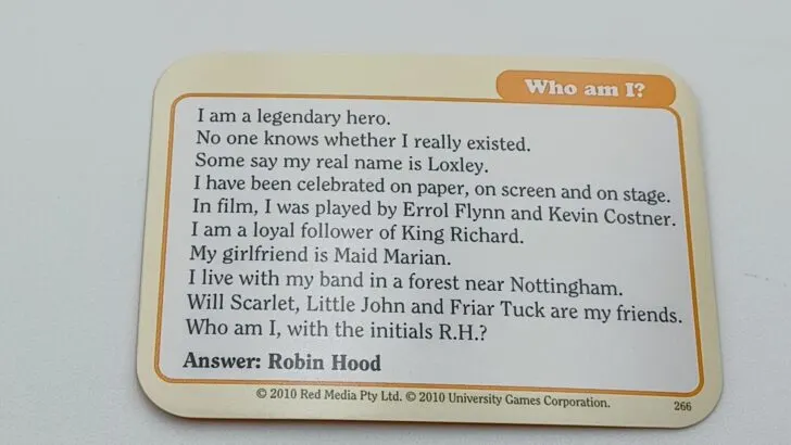 Who Am I? Card from Smart Ass