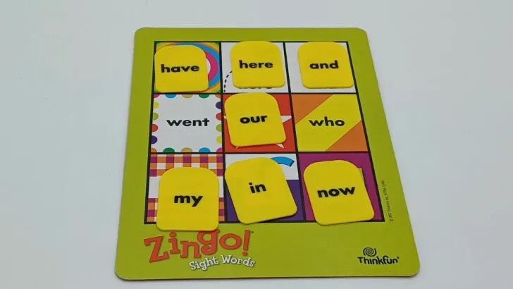 Z is for Zingo Winning Pattern