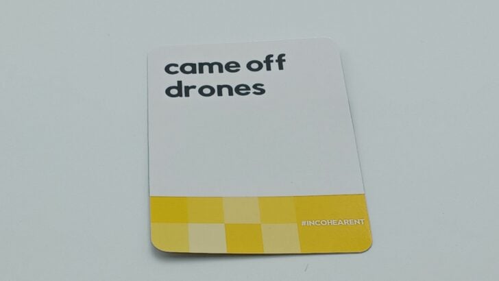 Clue side of card featuring the phrase "came off drones".