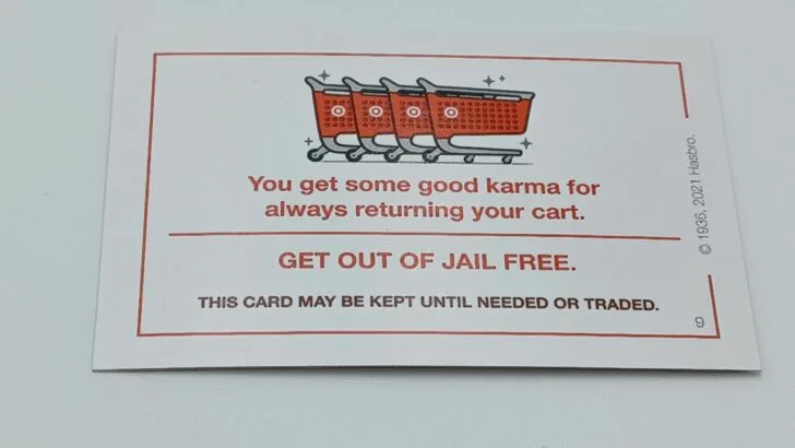 A Get Out of Jail Free Chance card from Monopoly Target Edition.