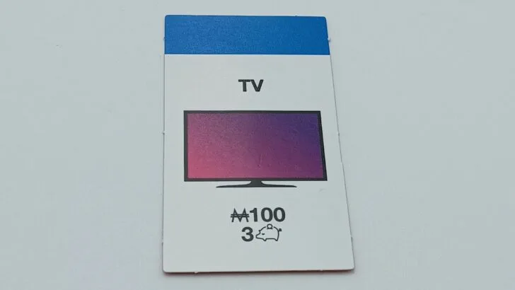 A TV Item card from Monopoly Target Edition