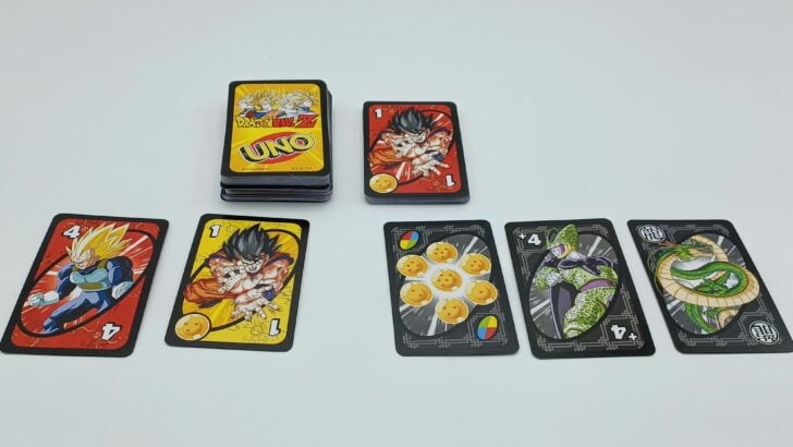 Options of cards to play to match the UNO Dragon Ball Z Discard Pile