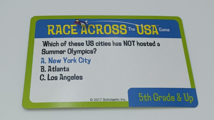 Question card in Scholastic Race Across the USA