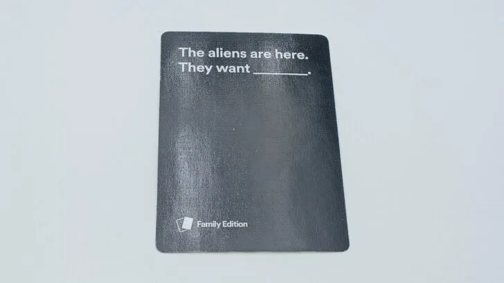 Black card in Cards Against Humanity Family Edition