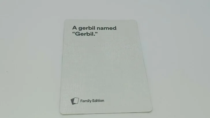 Playing a card in Cards Against Humanity Family Edition