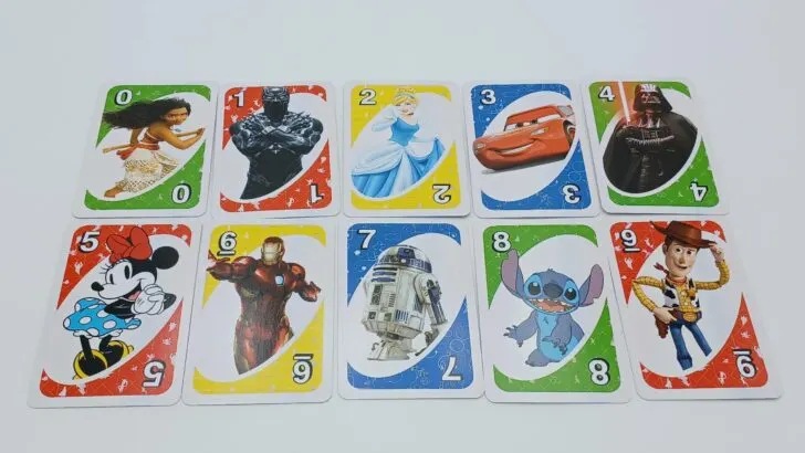 Number Cards in UNO Disney 100