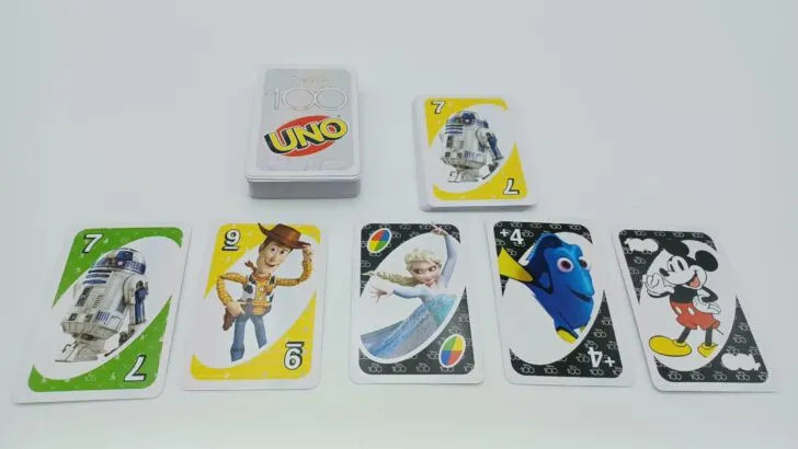 Playing a Card in UNO Disney 100