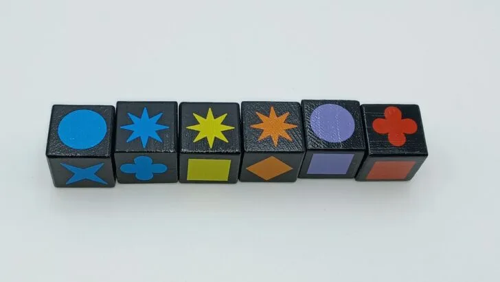 A player's dice after re-rolling some of their dice