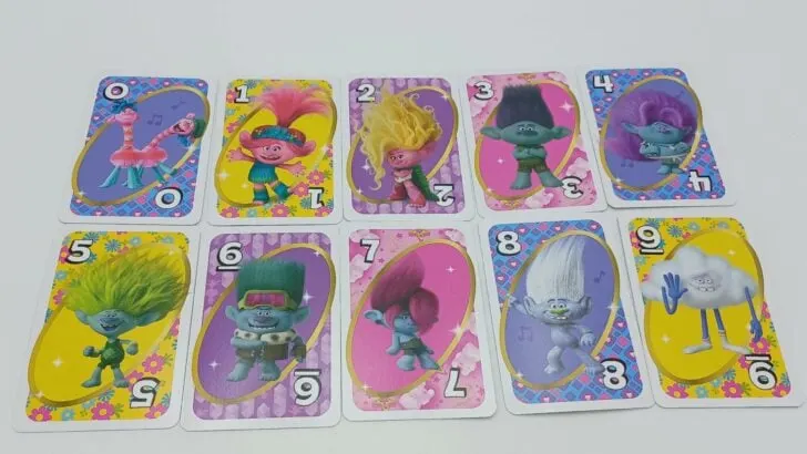 Number cards in UNO Trolls Band Together