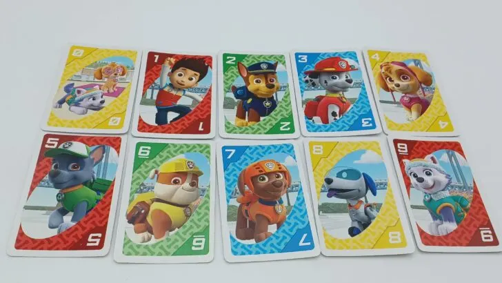 Number cards in UNO Paw Patrol