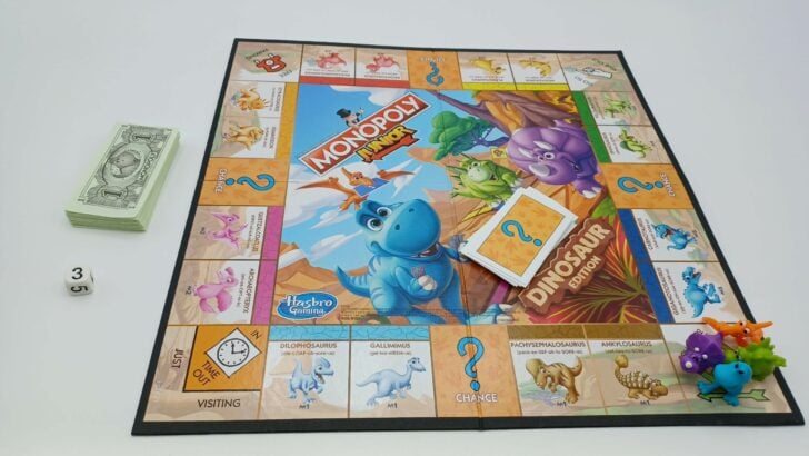 Setup for Monopoly Junior Dinosaur Edition