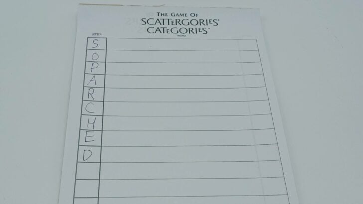 Write down letters in Scattergories Categories
