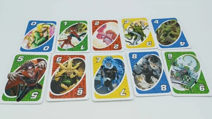 Number cards in UNO Amazing Spider-Man